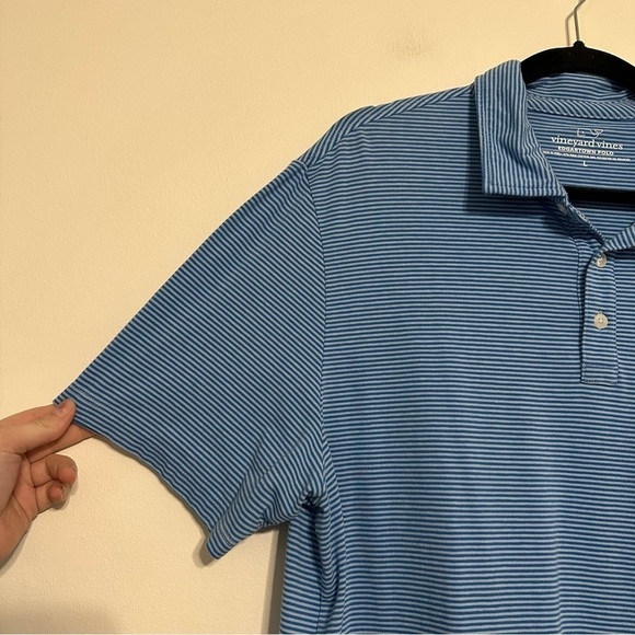 Vineyard Vines Edgartown Blue Striped Polo Shirt Size Large - Picture 4 of 4